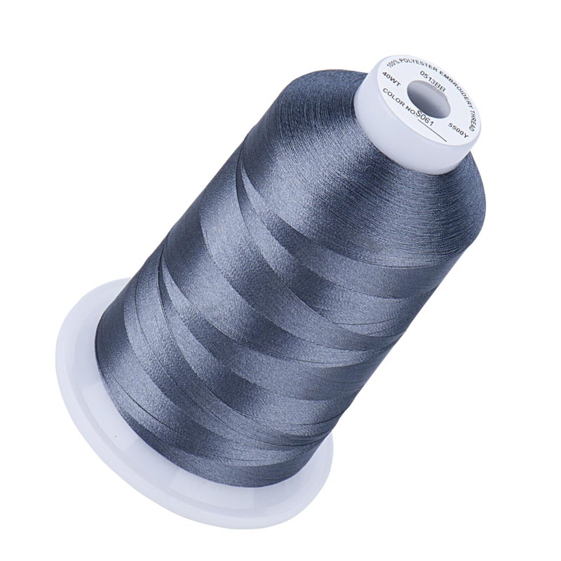 Simthread 5500Yds Embroidery Thread, 5000M High-Yardage 40WT 100% Polyester Thread - 170+ Vivid Colors, High-Speed Rated - Compatible with Brother, Singer, Janome & More - Grey Blue S061 - Image 1